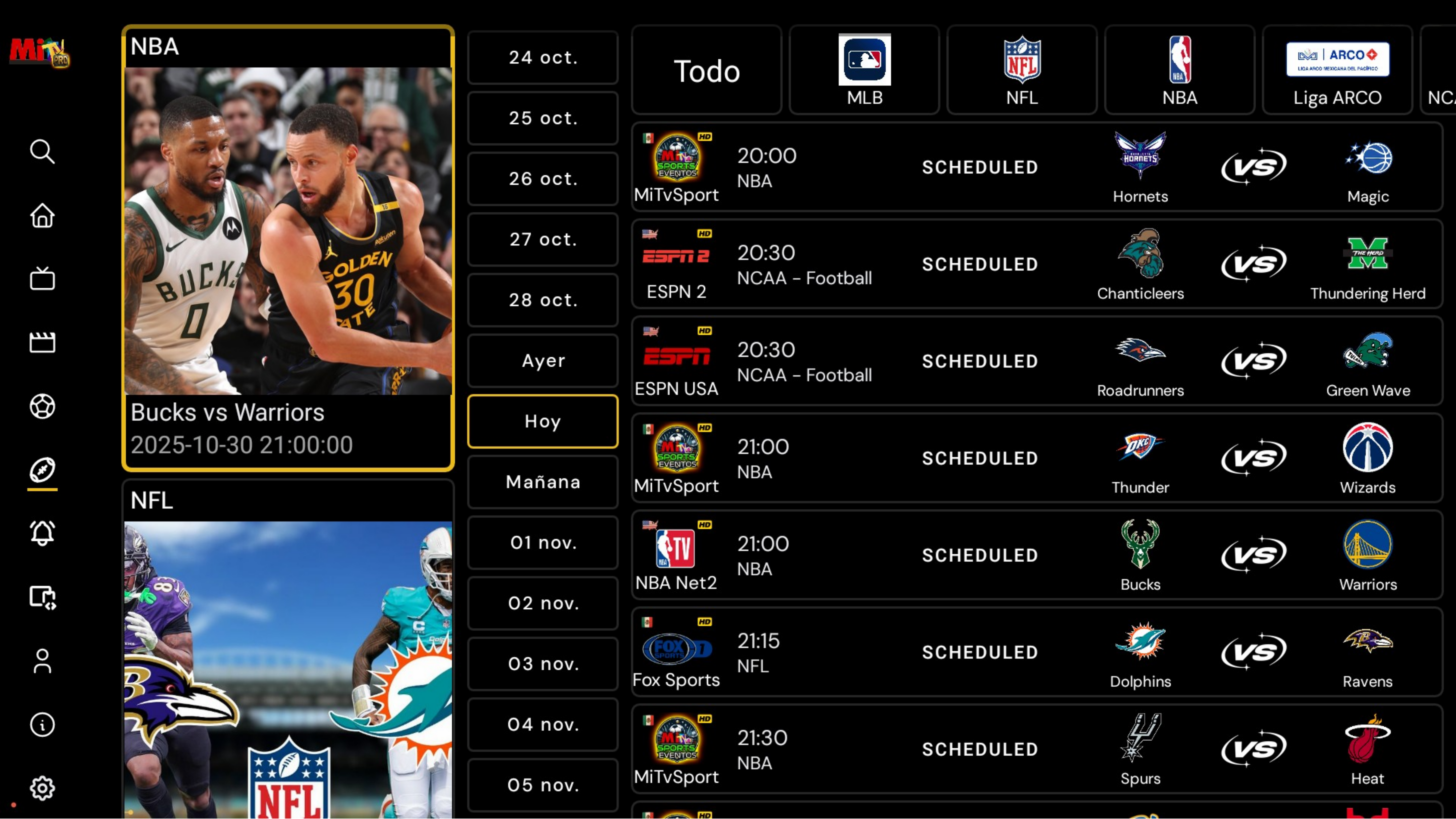 Tablero deportivo MiTV Pro