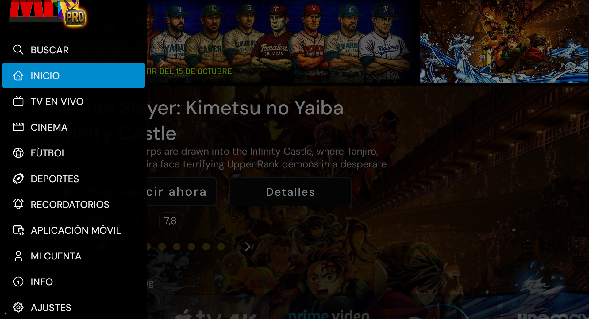 Menú Home renovado MiTV Pro